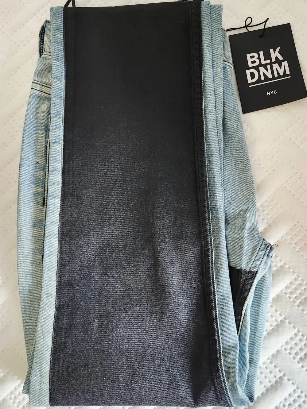 BLK DNM Men’s Light Blue to Black Dip-Dye Skinny Jeans